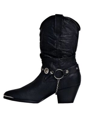 Dingo Genuine Leather Slouch Cowgirl Boot with Studs and Chain Detail Sz 9